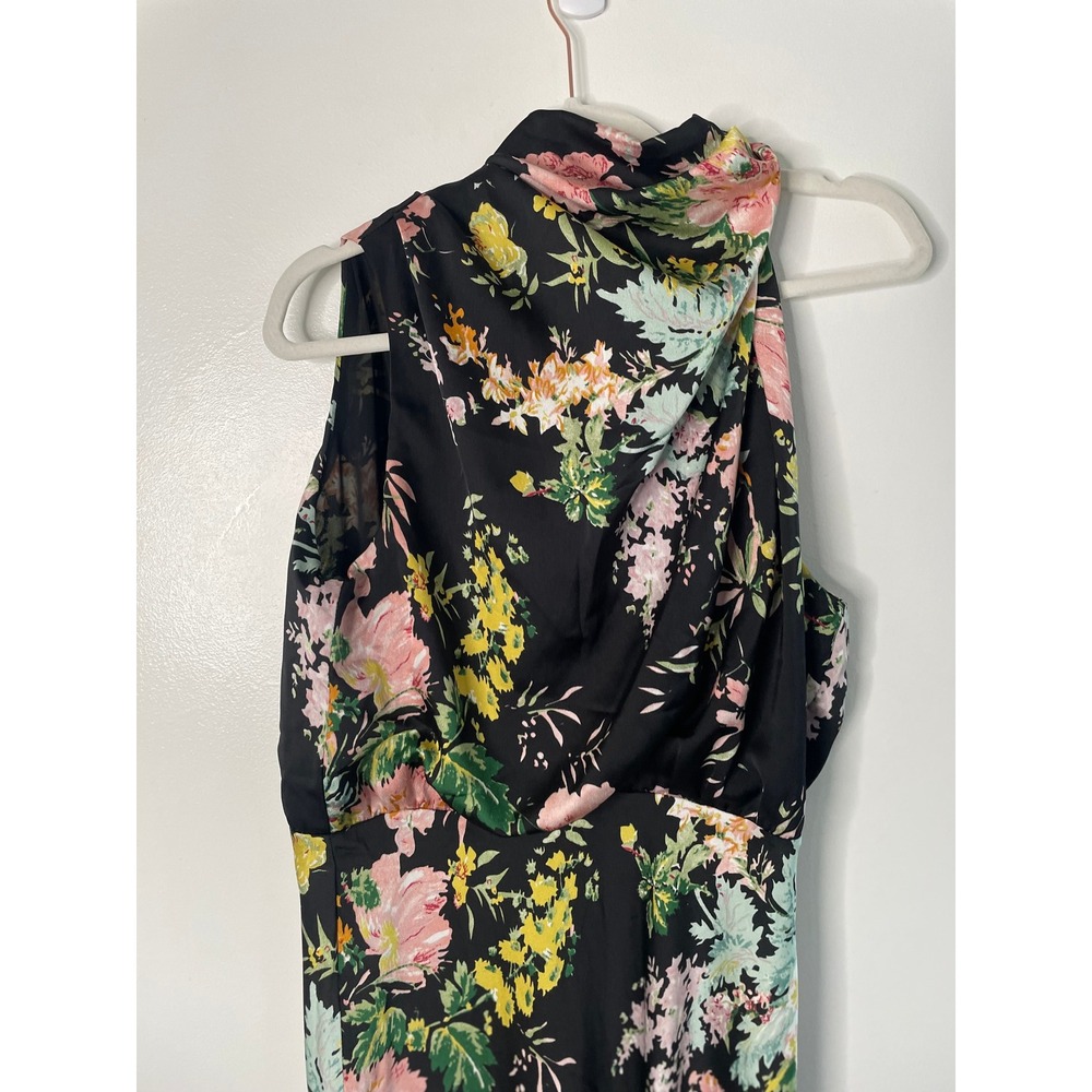 Petal + Pup Anabelle Dress Large Halter High Neck Black Floral Midi Garden Party - Picture 4 of 9